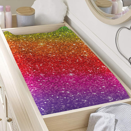 Rainbow (NOT Real) Glitter Artwork Print Changing Pad Cover