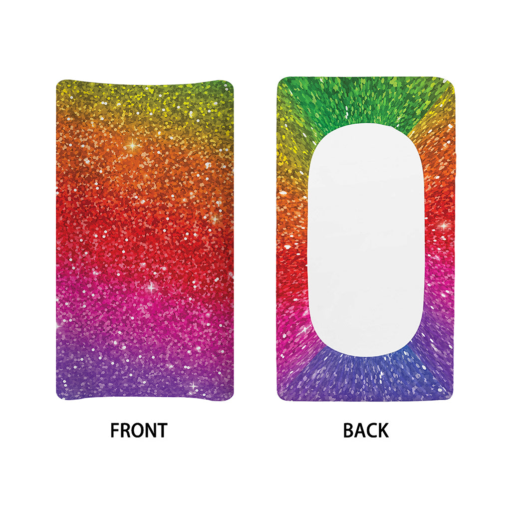 Rainbow (NOT Real) Glitter Artwork Print Changing Pad Cover