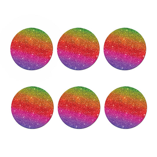Rainbow (NOT Real) Glitter Artwork Print Coaster Set