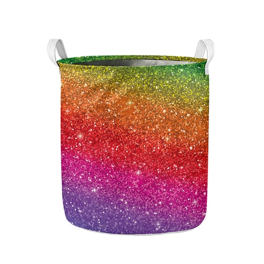 Rainbow (NOT Real) Glitter Artwork Print Collapsible Laundry Basket