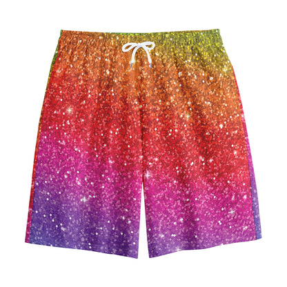 Rainbow (NOT Real) Glitter Artwork Print Cotton Shorts