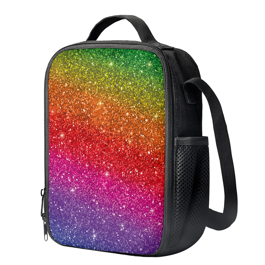 Rainbow (NOT Real) Glitter Artwork Print Crossbody Lunch Bag