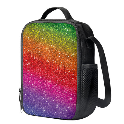 Rainbow (NOT Real) Glitter Artwork Print Crossbody Lunch Bag