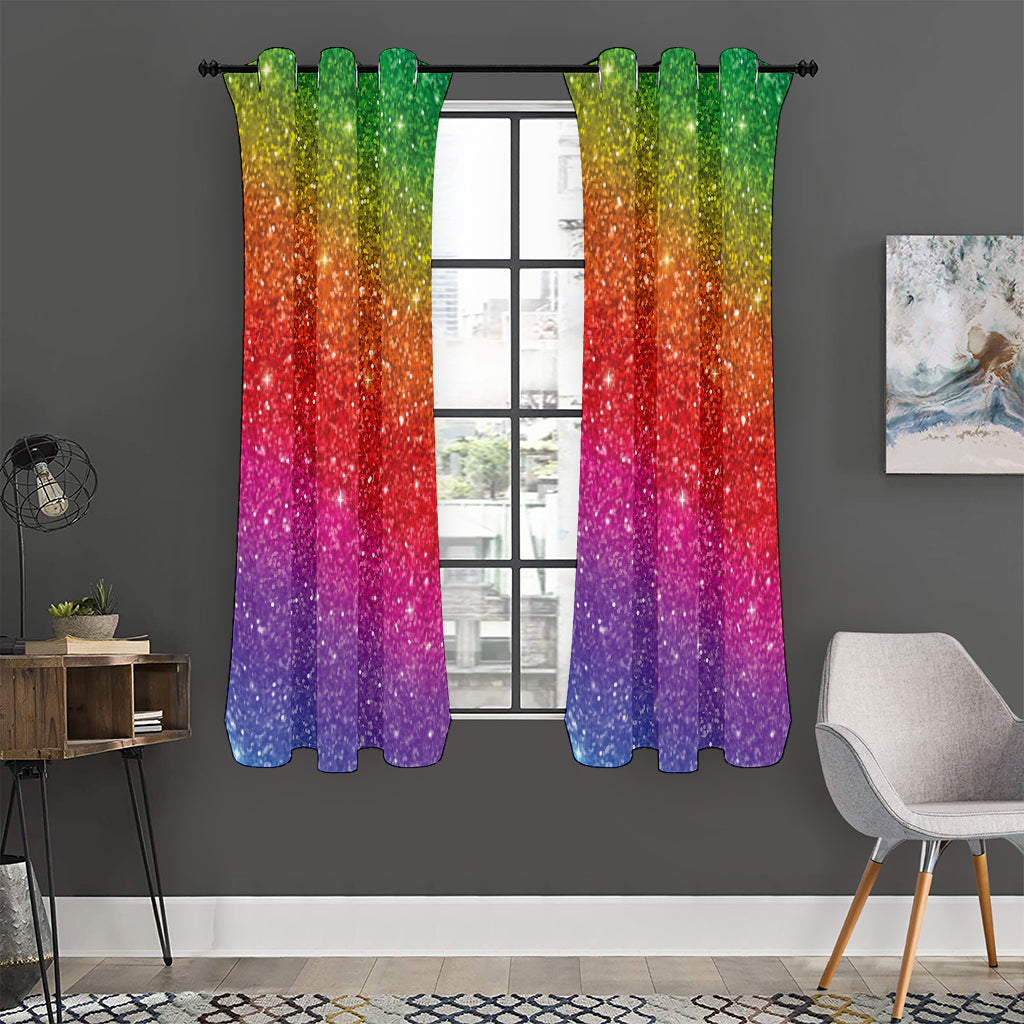 Rainbow (NOT Real) Glitter Artwork Print Curtain