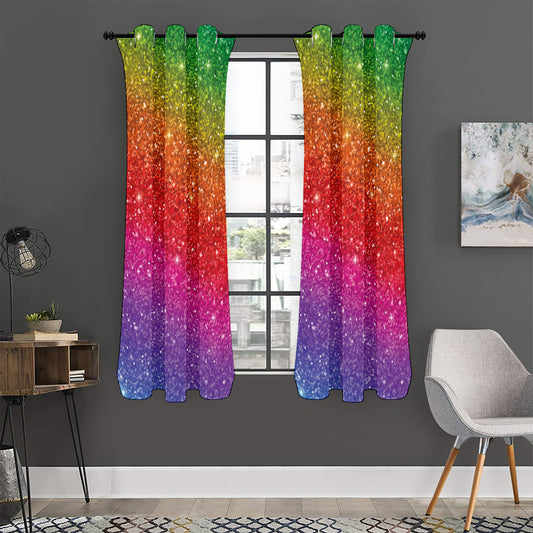 Rainbow (NOT Real) Glitter Artwork Print Curtain