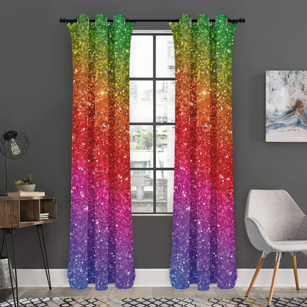 Rainbow (NOT Real) Glitter Artwork Print Curtain