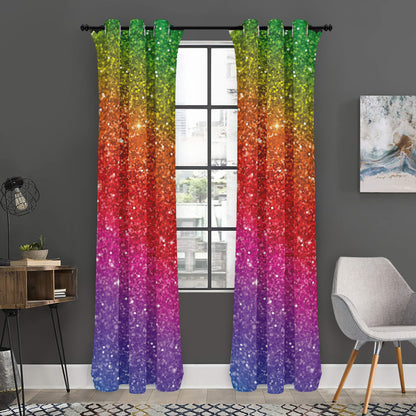 Rainbow (NOT Real) Glitter Artwork Print Curtain
