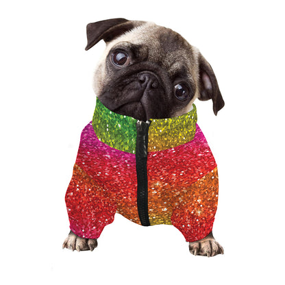Rainbow (NOT Real) Glitter Artwork Print Dog Zip Up Jacket