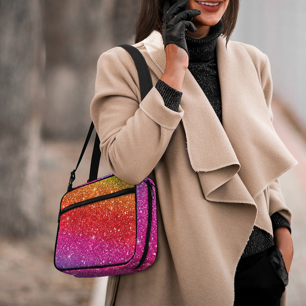 Rainbow (NOT Real) Glitter Artwork Print Double Strap Bible Bag