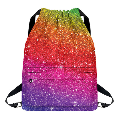 Rainbow (NOT Real) Glitter Artwork Print Drawstring Backpack