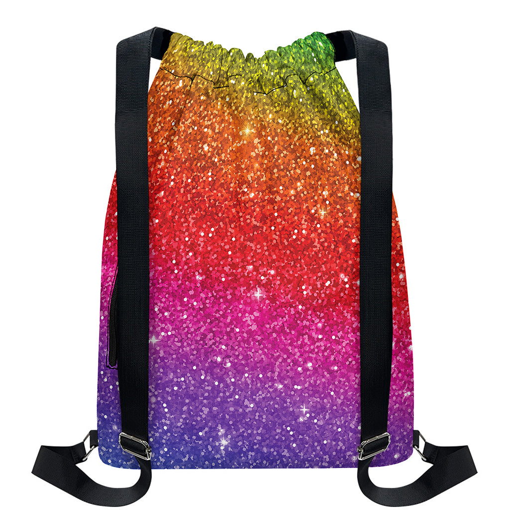 Rainbow (NOT Real) Glitter Artwork Print Drawstring Backpack
