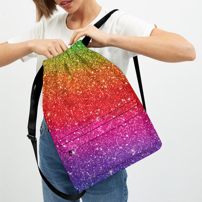Rainbow (NOT Real) Glitter Artwork Print Drawstring Backpack