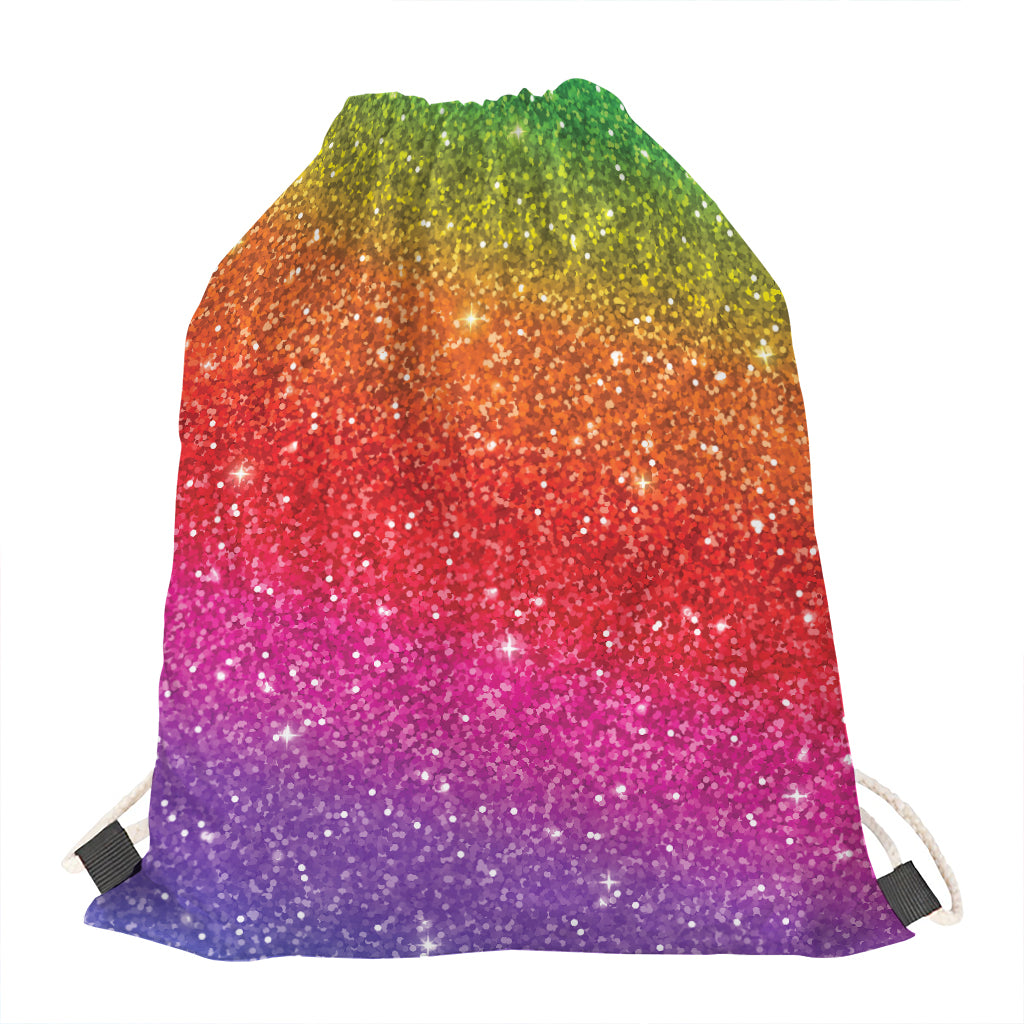 Rainbow (NOT Real) Glitter Artwork Print Drawstring Bag
