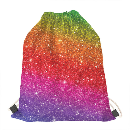 Rainbow (NOT Real) Glitter Artwork Print Drawstring Bag