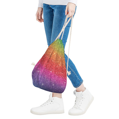 Rainbow (NOT Real) Glitter Artwork Print Drawstring Bag