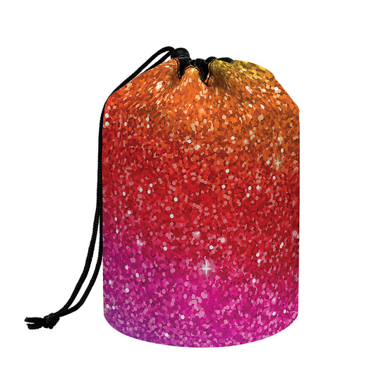 Rainbow (NOT Real) Glitter Artwork Print Drawstring Makeup Bag