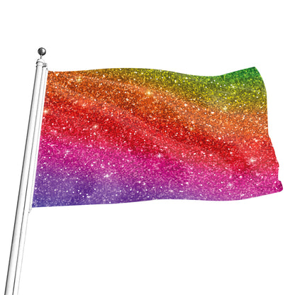 Rainbow (NOT Real) Glitter Artwork Print Flag