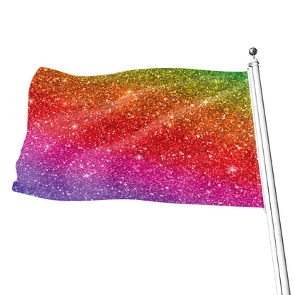 Rainbow (NOT Real) Glitter Artwork Print Flag