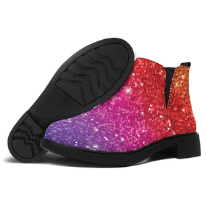 Rainbow (NOT Real) Glitter Artwork Print Flat Ankle Boots