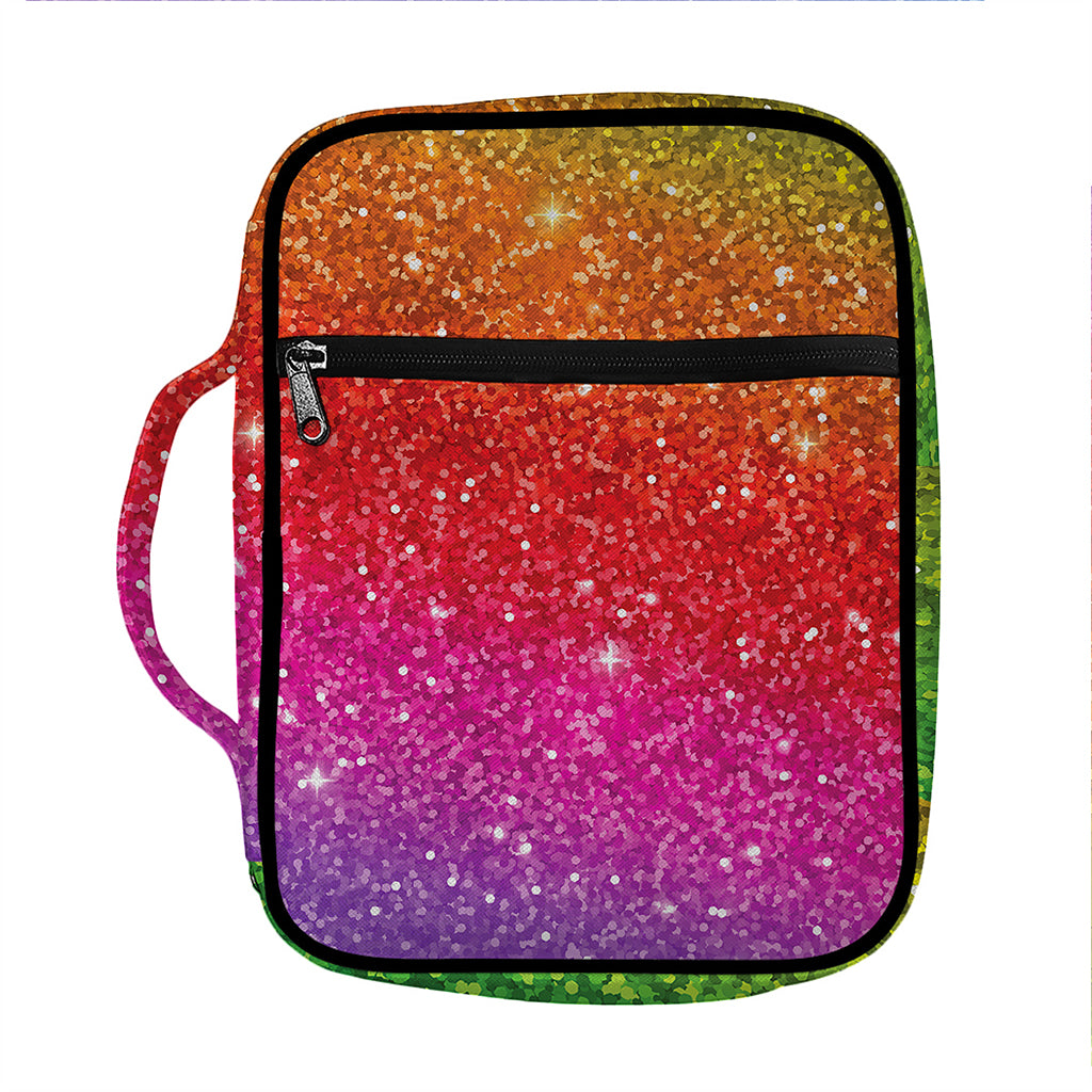 Rainbow (NOT Real) Glitter Artwork Print Front Pocket Bible Bag