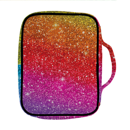 Rainbow (NOT Real) Glitter Artwork Print Front Pocket Bible Bag