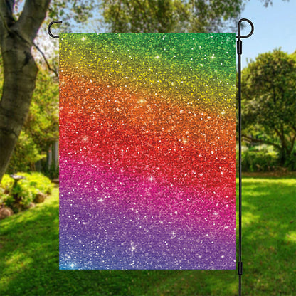 Rainbow (NOT Real) Glitter Artwork Print Garden Flag