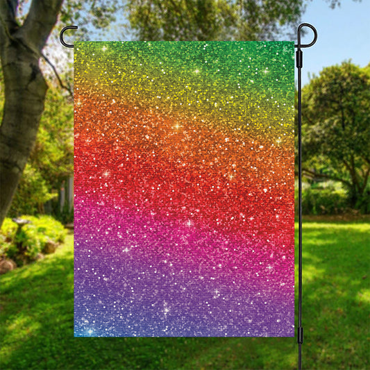 Rainbow (NOT Real) Glitter Artwork Print Garden Flag