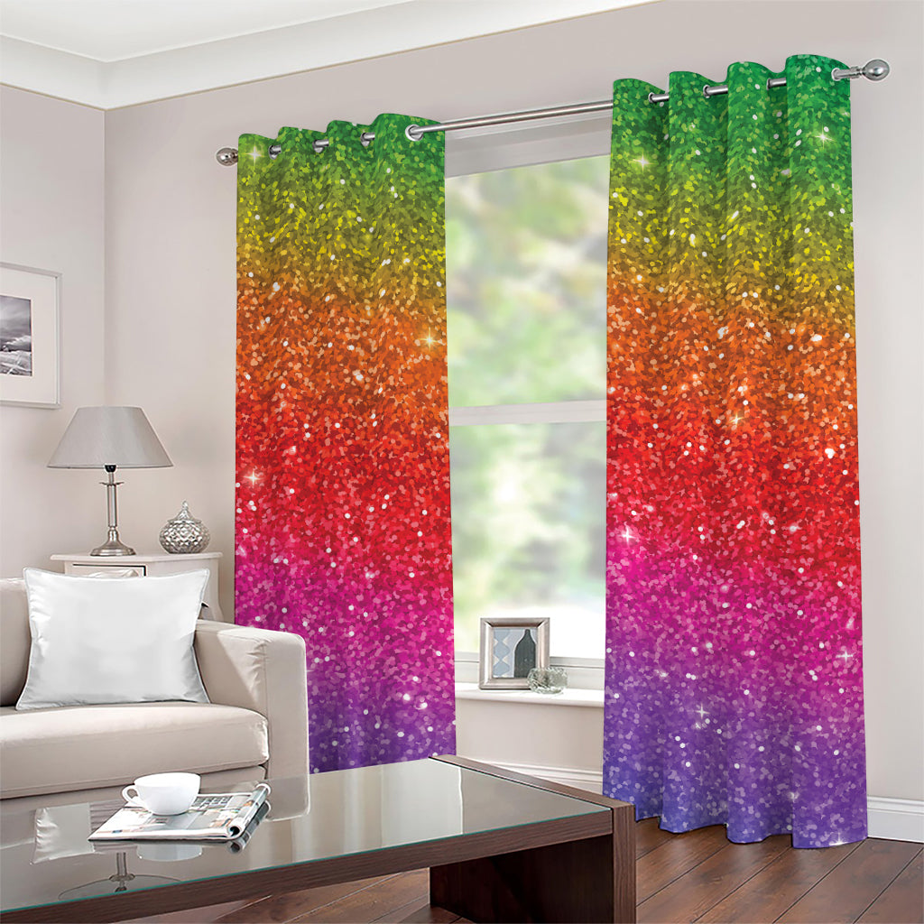 Rainbow (NOT Real) Glitter Artwork Print Grommet Curtains