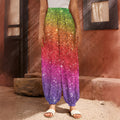 Rainbow (NOT Real) Glitter Artwork Print Harem Pants