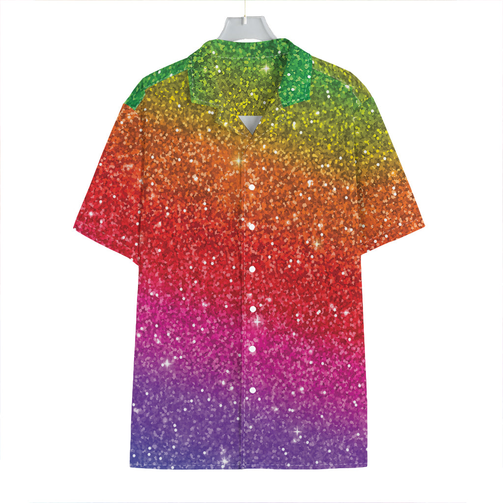 Rainbow (NOT Real) Glitter Artwork Print Hawaiian Shirt