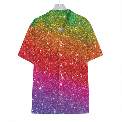 Rainbow (NOT Real) Glitter Artwork Print Hawaiian Shirt