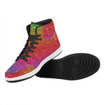 Rainbow (NOT Real) Glitter Artwork Print High Top Leather Sneakers