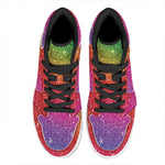 Rainbow (NOT Real) Glitter Artwork Print High Top Leather Sneakers