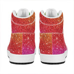 Rainbow (NOT Real) Glitter Artwork Print High Top Leather Sneakers