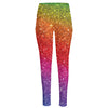 Rainbow (NOT Real) Glitter Artwork Print High-Waisted Pocket Leggings