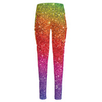 Rainbow (NOT Real) Glitter Artwork Print High-Waisted Pocket Leggings