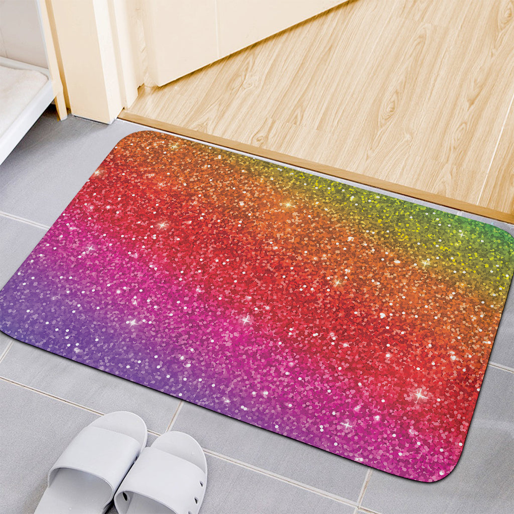 Rainbow (NOT Real) Glitter Artwork Print Indoor Door Mat