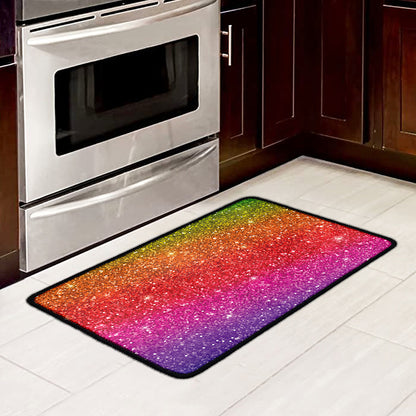 Rainbow (NOT Real) Glitter Artwork Print Kitchen Mat