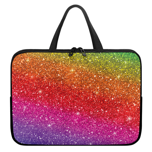 Rainbow (NOT Real) Glitter Artwork Print Laptop Sleeve With Handle