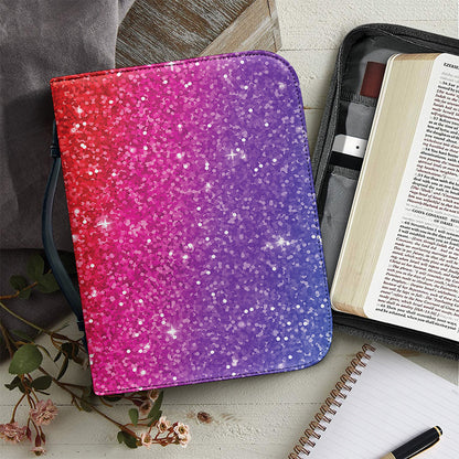 Rainbow (NOT Real) Glitter Artwork Print Leather Bible Cover