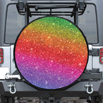 Rainbow (NOT Real) Glitter Artwork Print Leather Spare Tire Cover