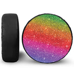 Rainbow (NOT Real) Glitter Artwork Print Leather Spare Tire Cover