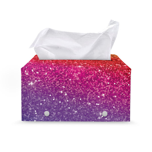 Rainbow (NOT Real) Glitter Artwork Print Leather Tissue Box Cover