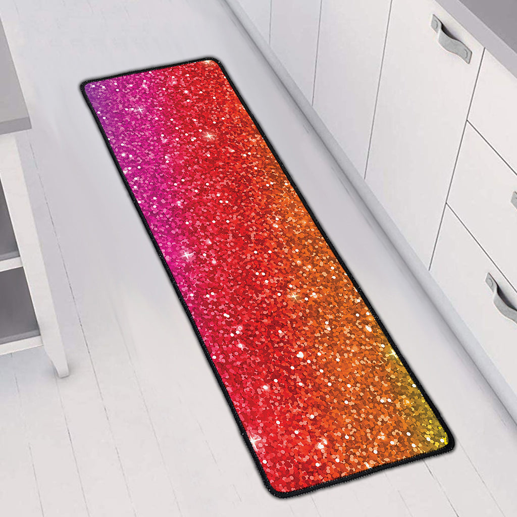 Rainbow (NOT Real) Glitter Artwork Print Long Kitchen Mat