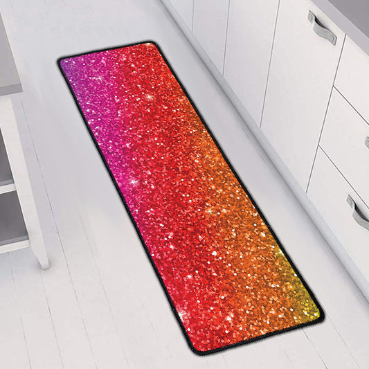 Rainbow (NOT Real) Glitter Artwork Print Long Kitchen Mat