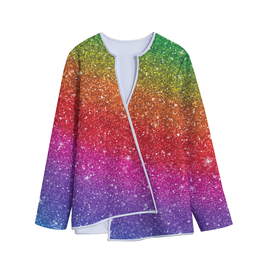 Rainbow (NOT Real) Glitter Artwork Print Long Sleeve Short Coat