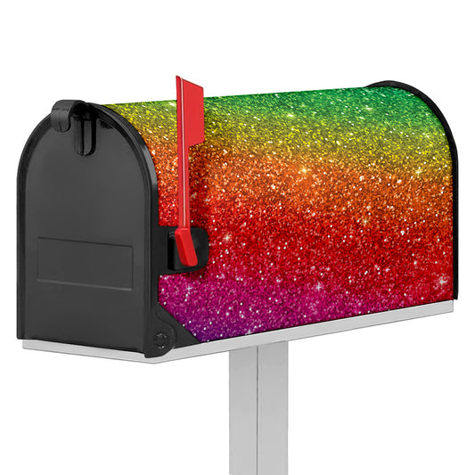 Rainbow (NOT Real) Glitter Artwork Print Mailbox Cover