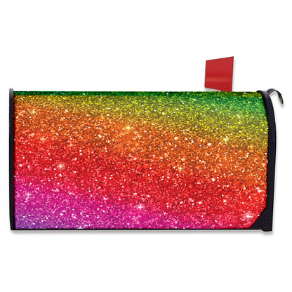 Rainbow (NOT Real) Glitter Artwork Print Mailbox Cover