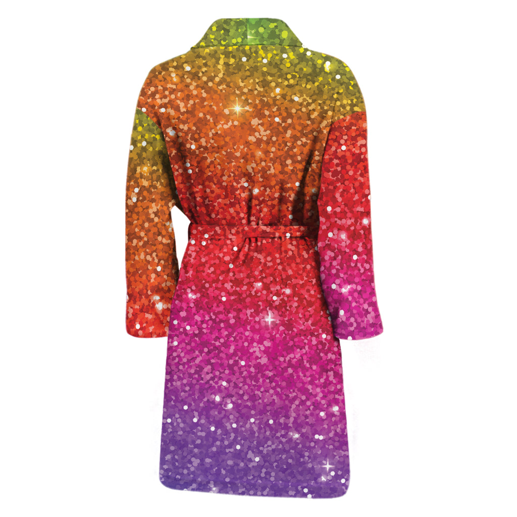 Rainbow (NOT Real) Glitter Artwork Print Men's Bathrobe