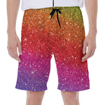 Rainbow (NOT Real) Glitter Artwork Print Men's Beach Shorts